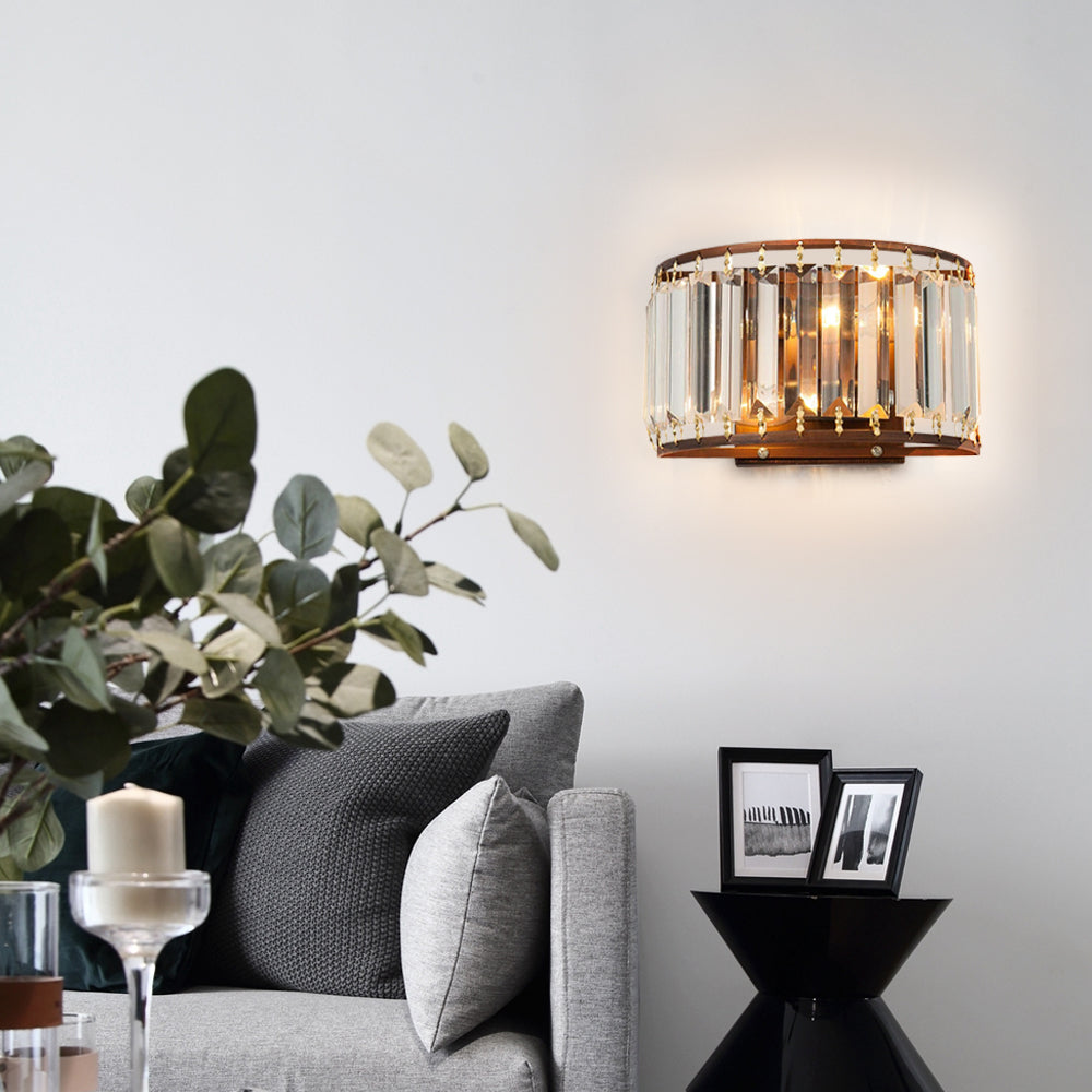Semicircle Clear Crystal Wall Sconce - Living Room | Sofary