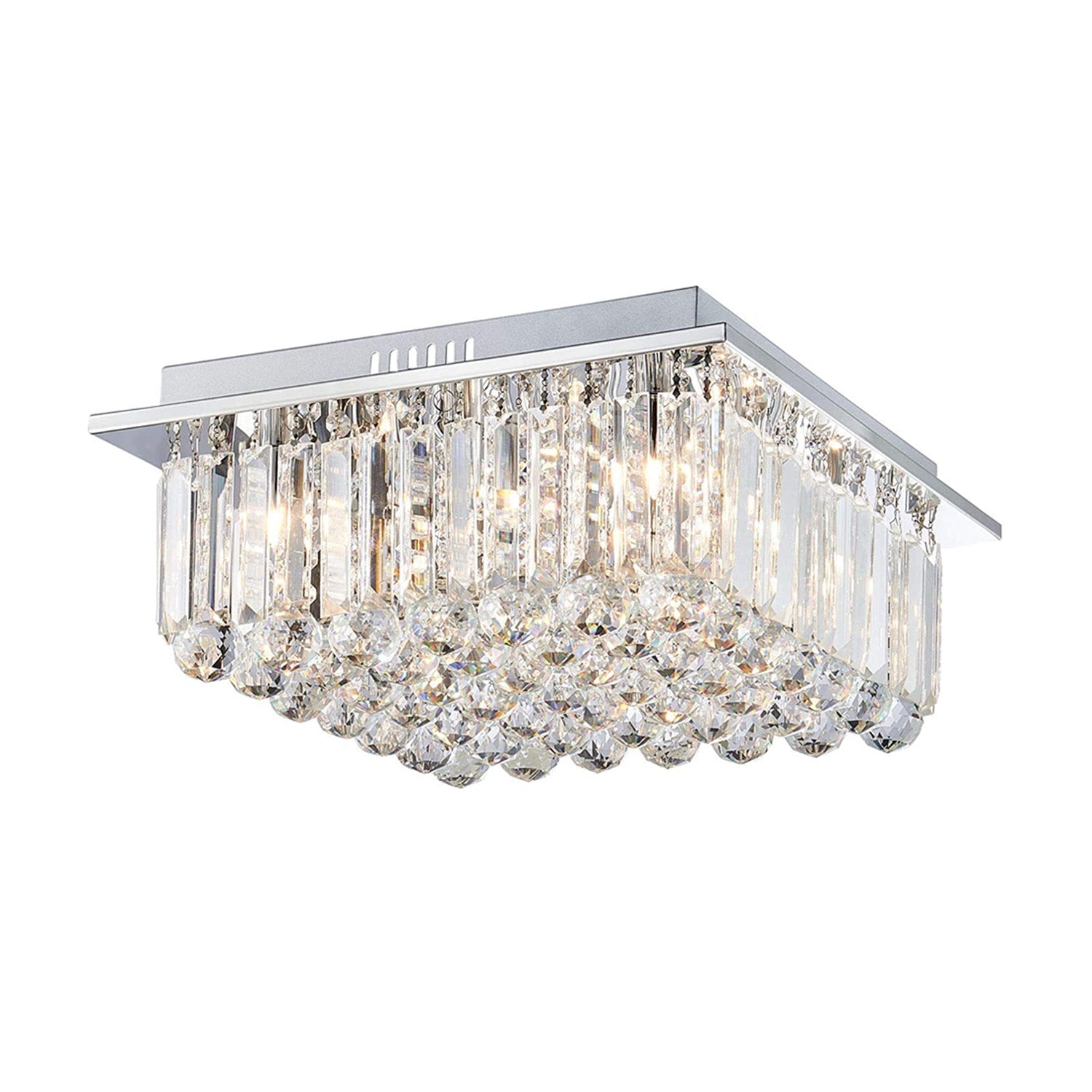 Square Rain Drop Crystal Ceiling Light - Contemporary Lighting Fixture -