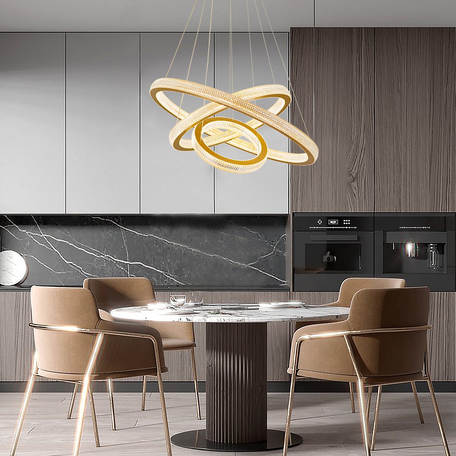 Three Rings Gold LED Chandelier - Dining Room | Sofary