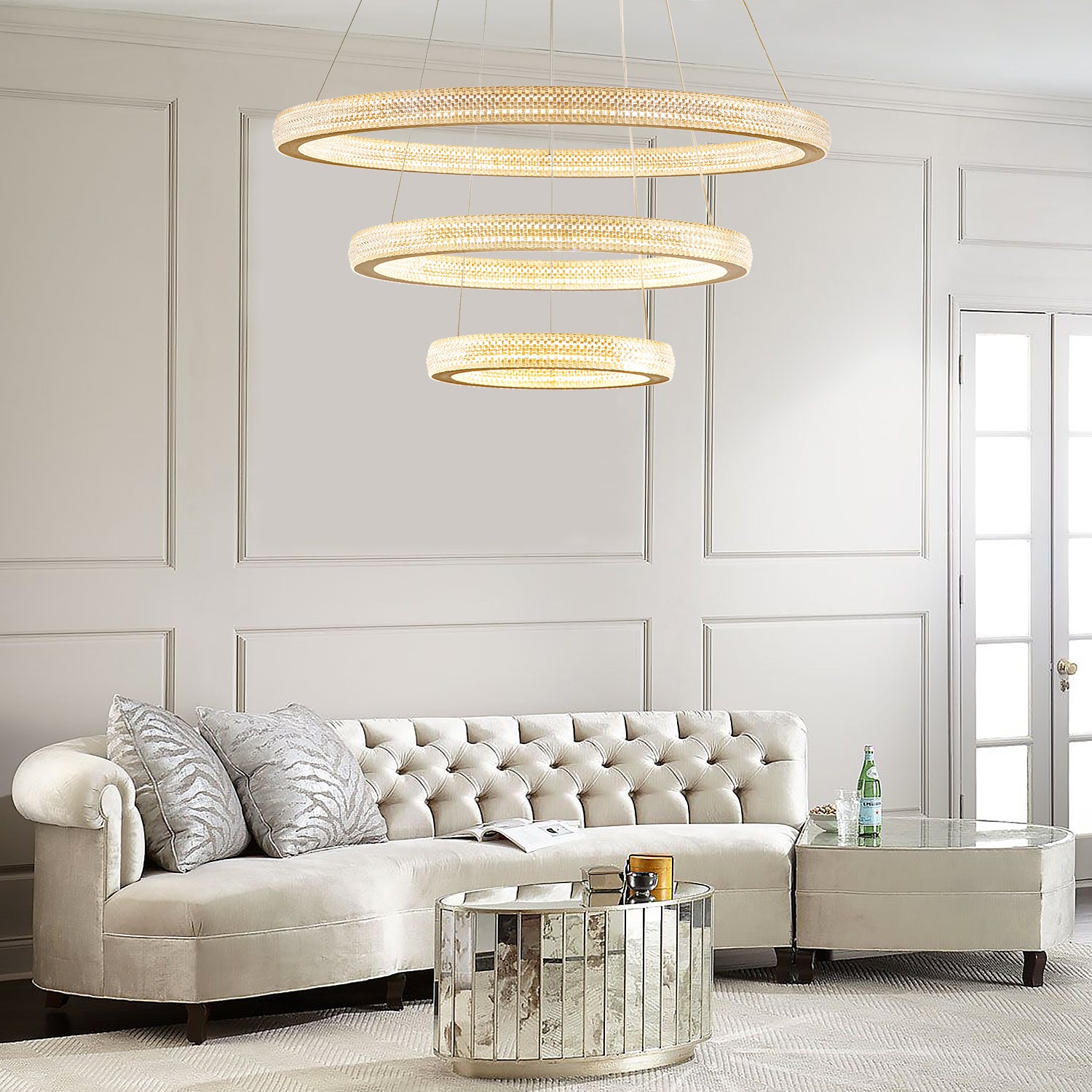 Three Rings Gold LED Chandelier - living Room | Sofary