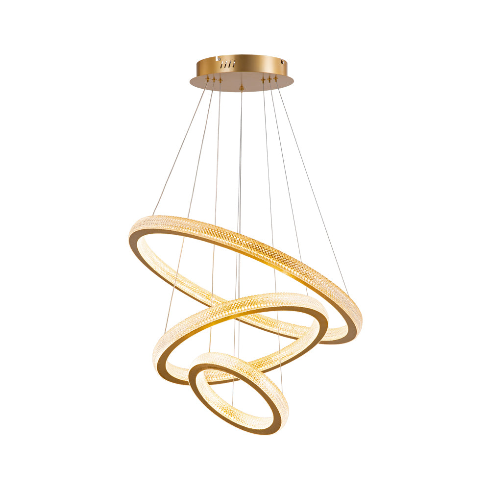 Three Rings Gold LED Chandelier - white background | Sofary