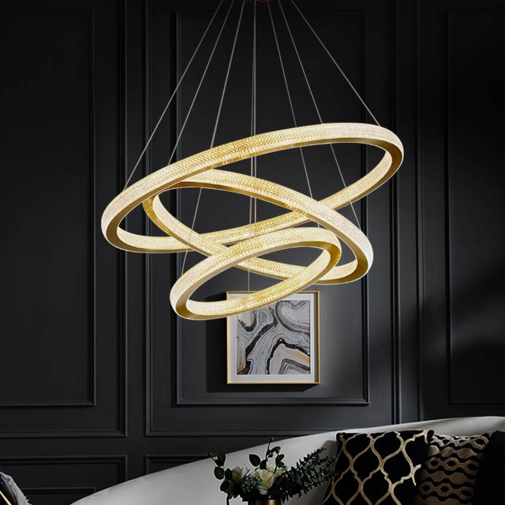 Three Rings Gold LED Chandelier