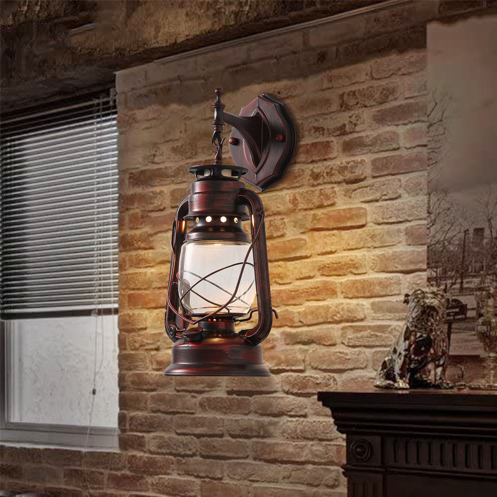 Large Rustic Lantern Wall Sconce