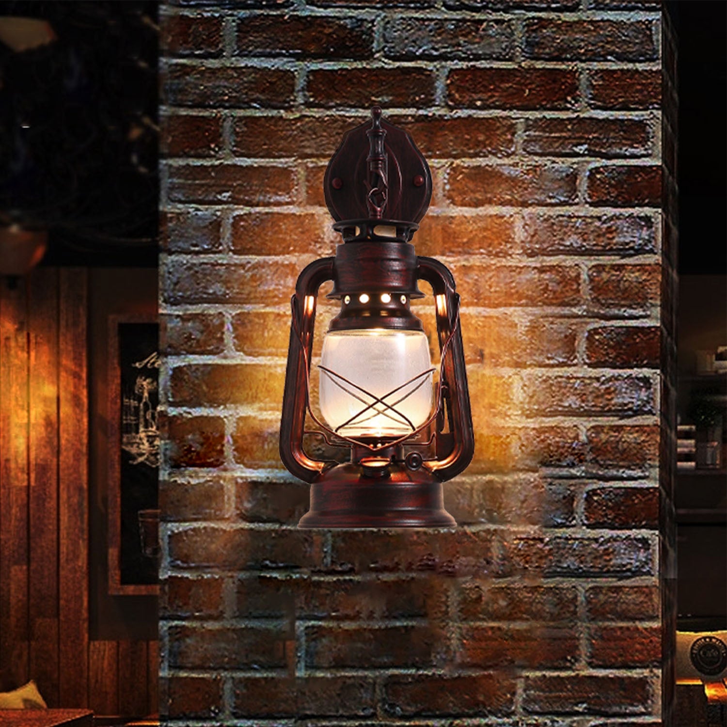 Rustic Lantern Wall Sconce