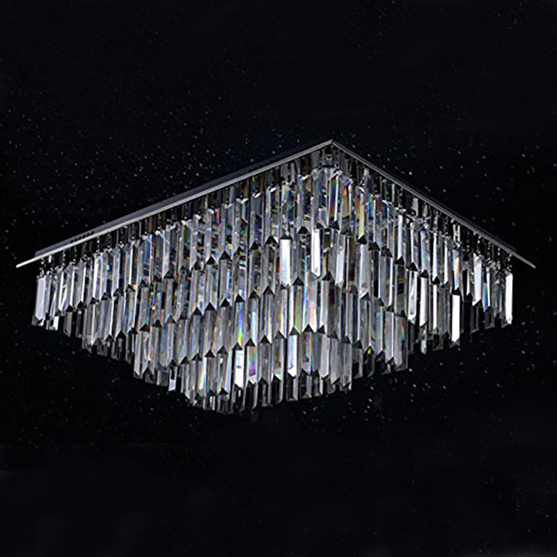 Modern Vertical Bar Rectangular Crystal Chandelier - Four Layers Ceiling Light