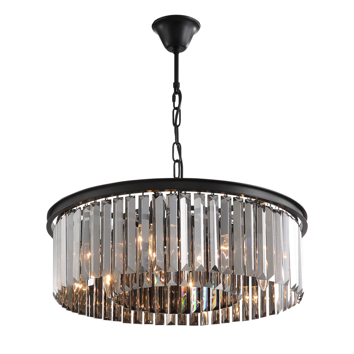 Black Crystal Chandelier - Round Design Pendant Light-detail three