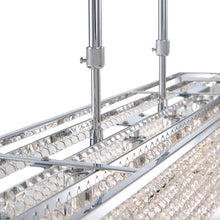 Modern Rectangular Chrome Frame  Pendant Light - Dining Room Crystal Chandelier - Dining room-detail three