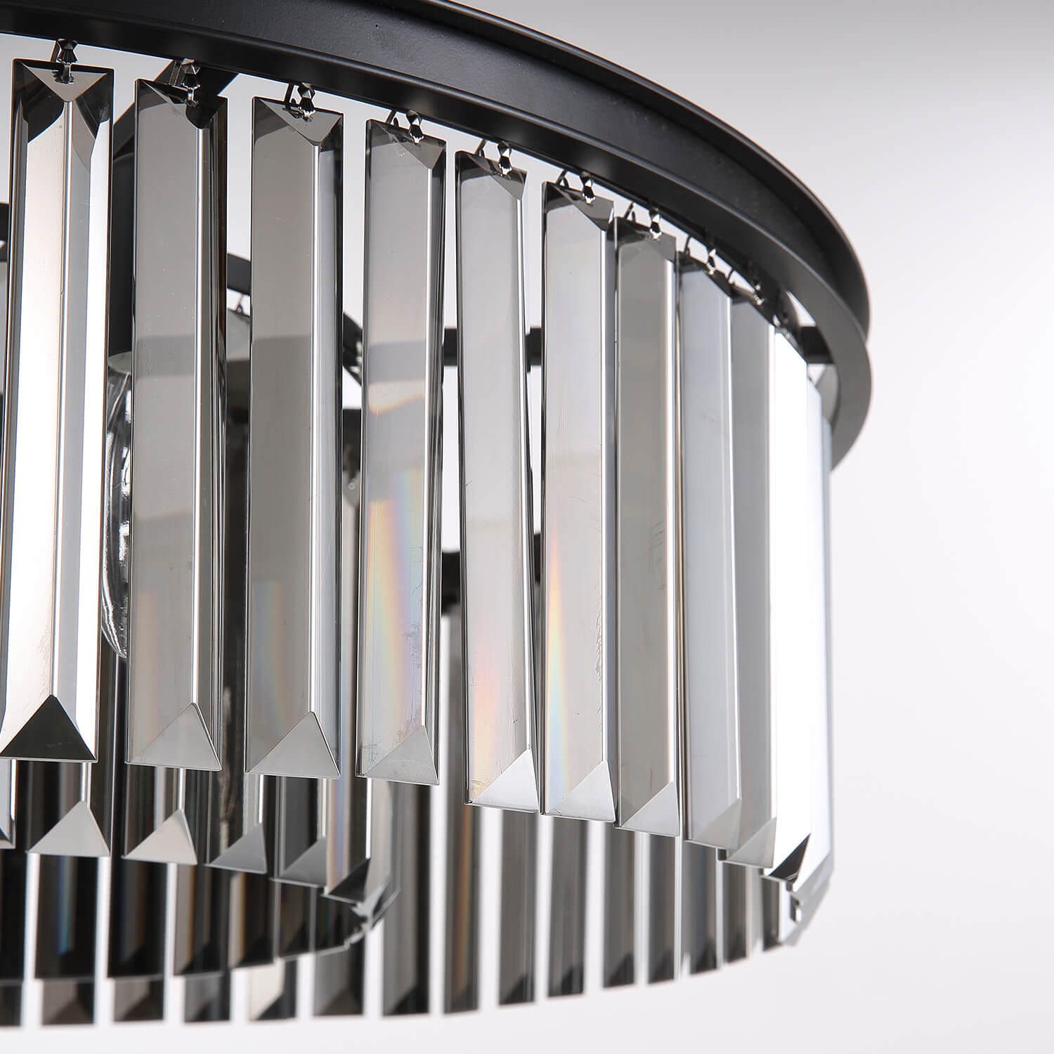 Black Crystal Chandelier - Round Design Pendant Light-detail one